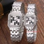 Clone Panthre De Cartier Stainless Steel Diamond Watch